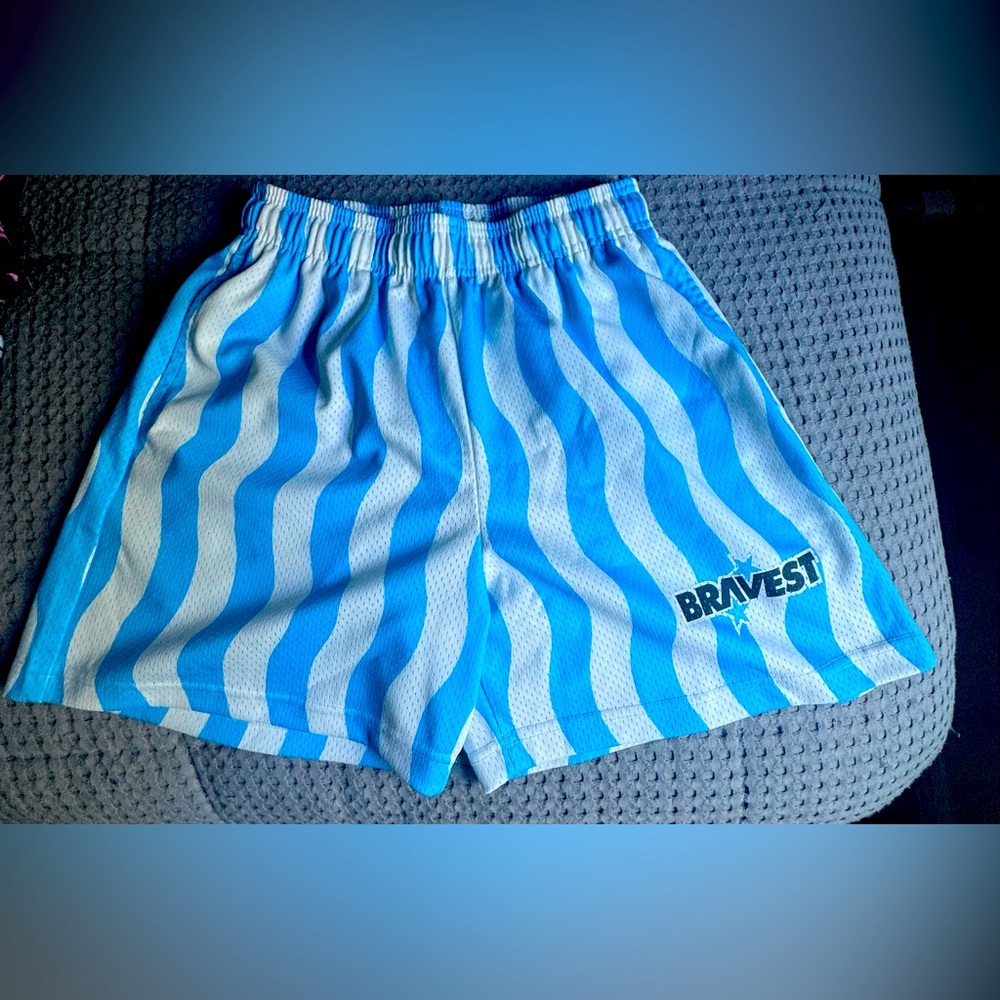 Bravest Studios Blue and White Athletic Shorts